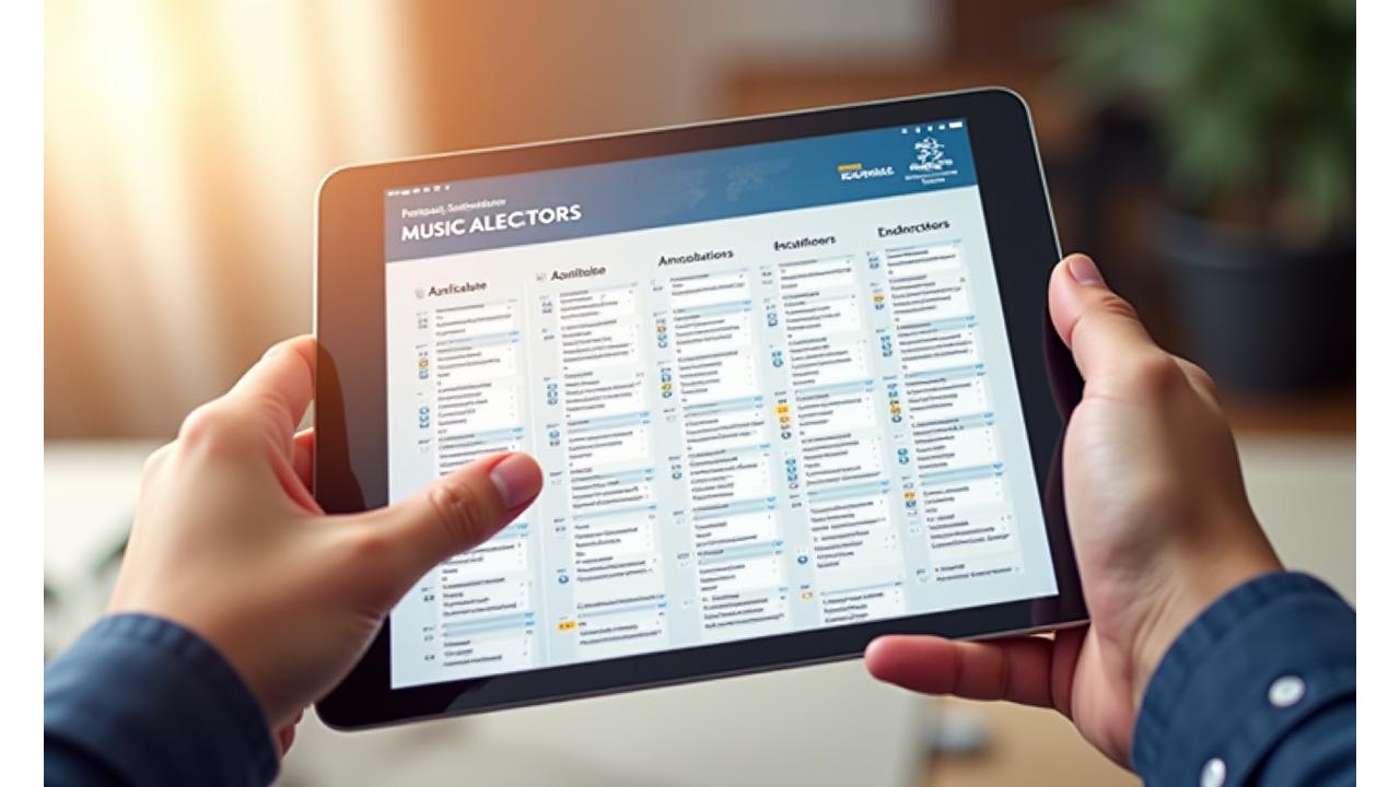 Interfaz de calendario online mostrando horarios disponibles para clases de música, con selectores de zona horaria y opciones de reserva fácil.