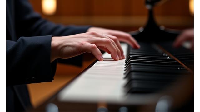 Manos tocando un piano de cola