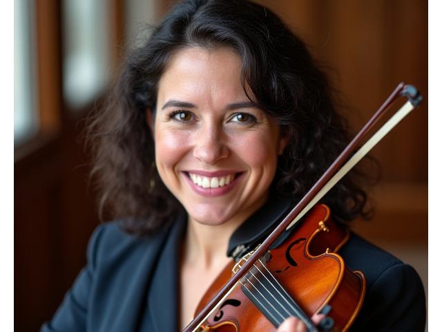Retrato de la violinista Sofia Vargas, evaluadora experta de Ferros Note