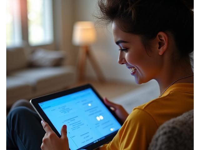 Persona realizando una evaluación musical en una tablet